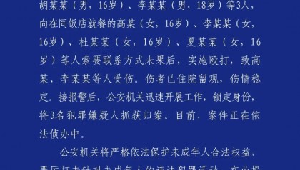 张某某（18岁）、胡某某（16岁）、李某某（18岁），被抓！